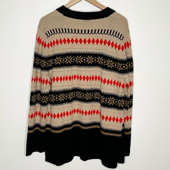 Talbots Women's Open Front Wool Mohair Blend Cardigan Sweater Size 2X Tan Black - Picture 5 of 6